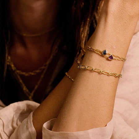 Sapphire September Birthstone Charm Bracelet 18ct Gold Plate recommended