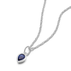 Sapphire September Birthstone Charm Necklace Sterling Silver recommended