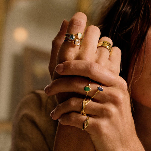 Sapphire September Birthstone Ring 18ct Gold Plate