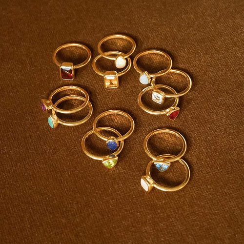 Sapphire September Birthstone Ring 18ct Gold Plate