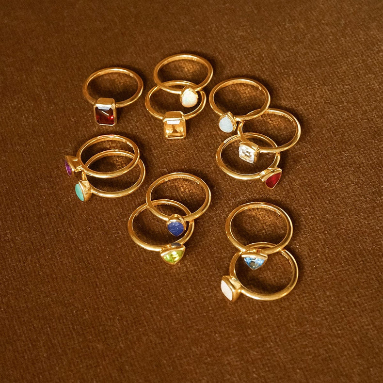 Sapphire September Birthstone Ring 18ct Gold Plate