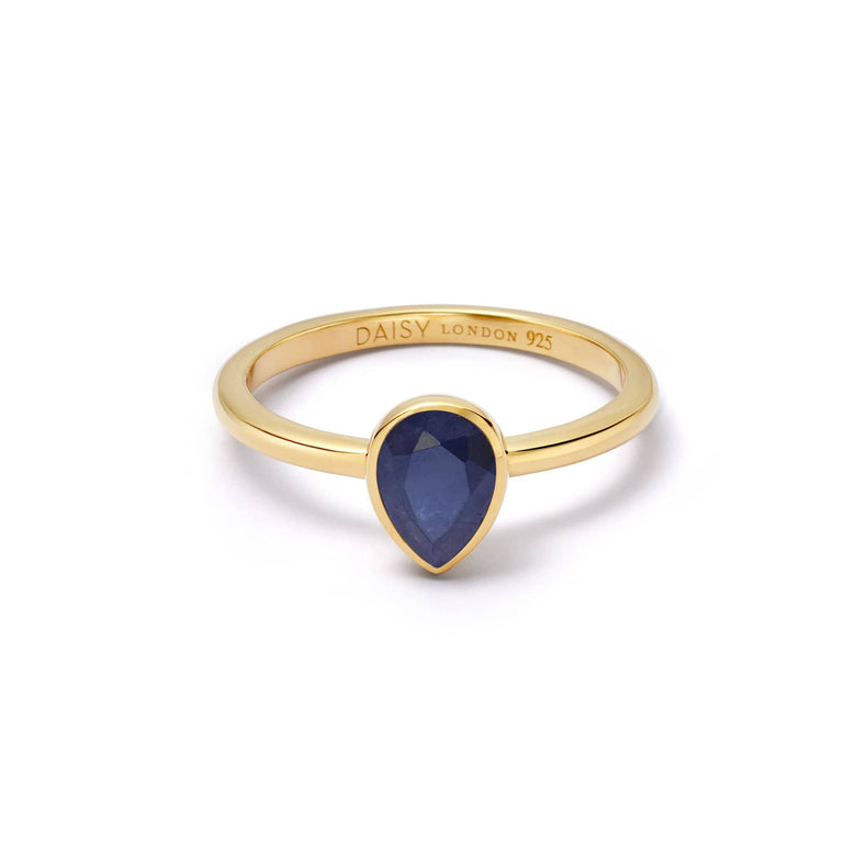 Sapphire September Birthstone Ring 18ct Gold Plate