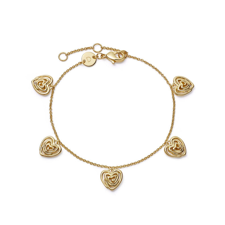 Scribble Heart Charm Bracelet 18ct Gold Plate recommended