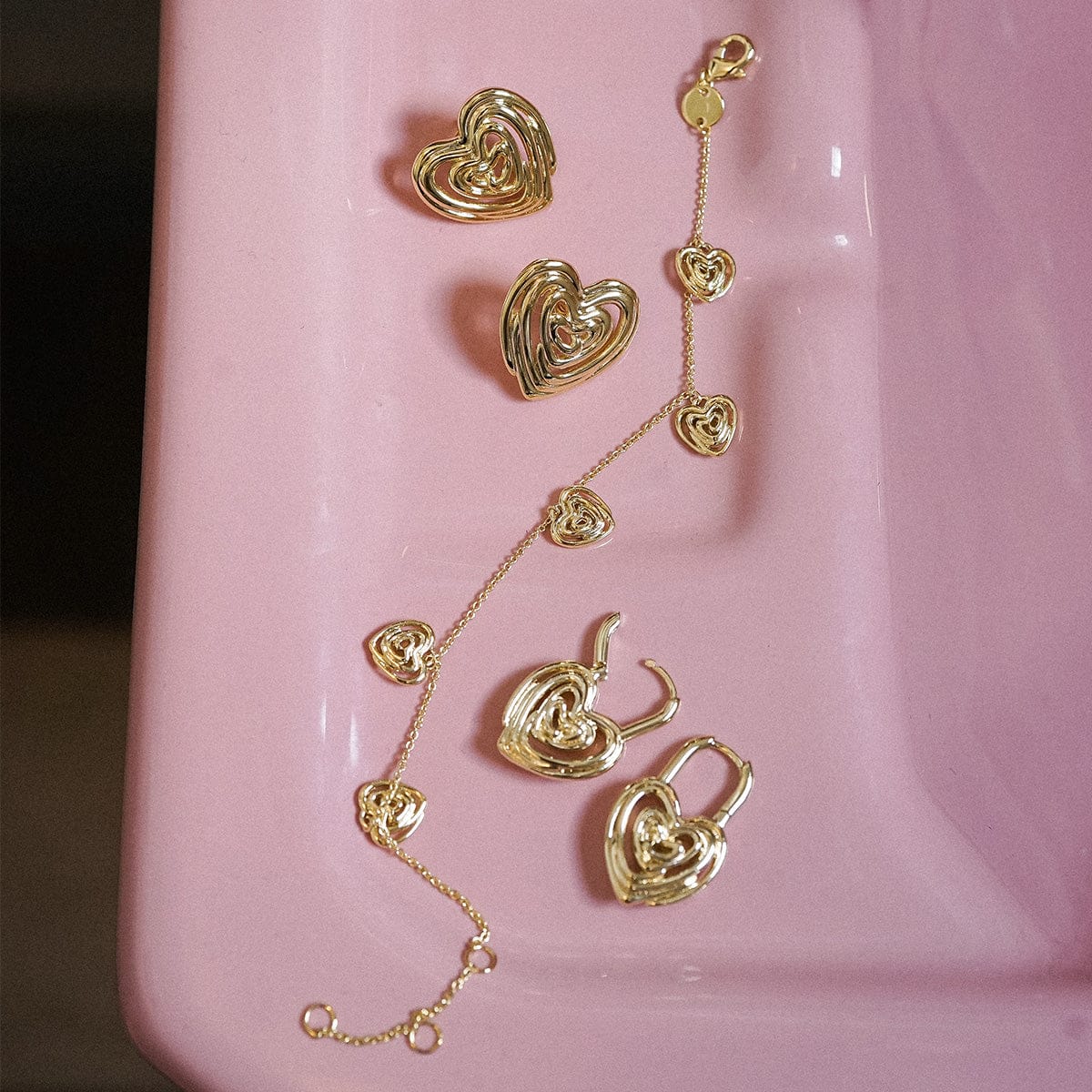 Scribble Heart Charm Bracelet 18ct Gold Plate