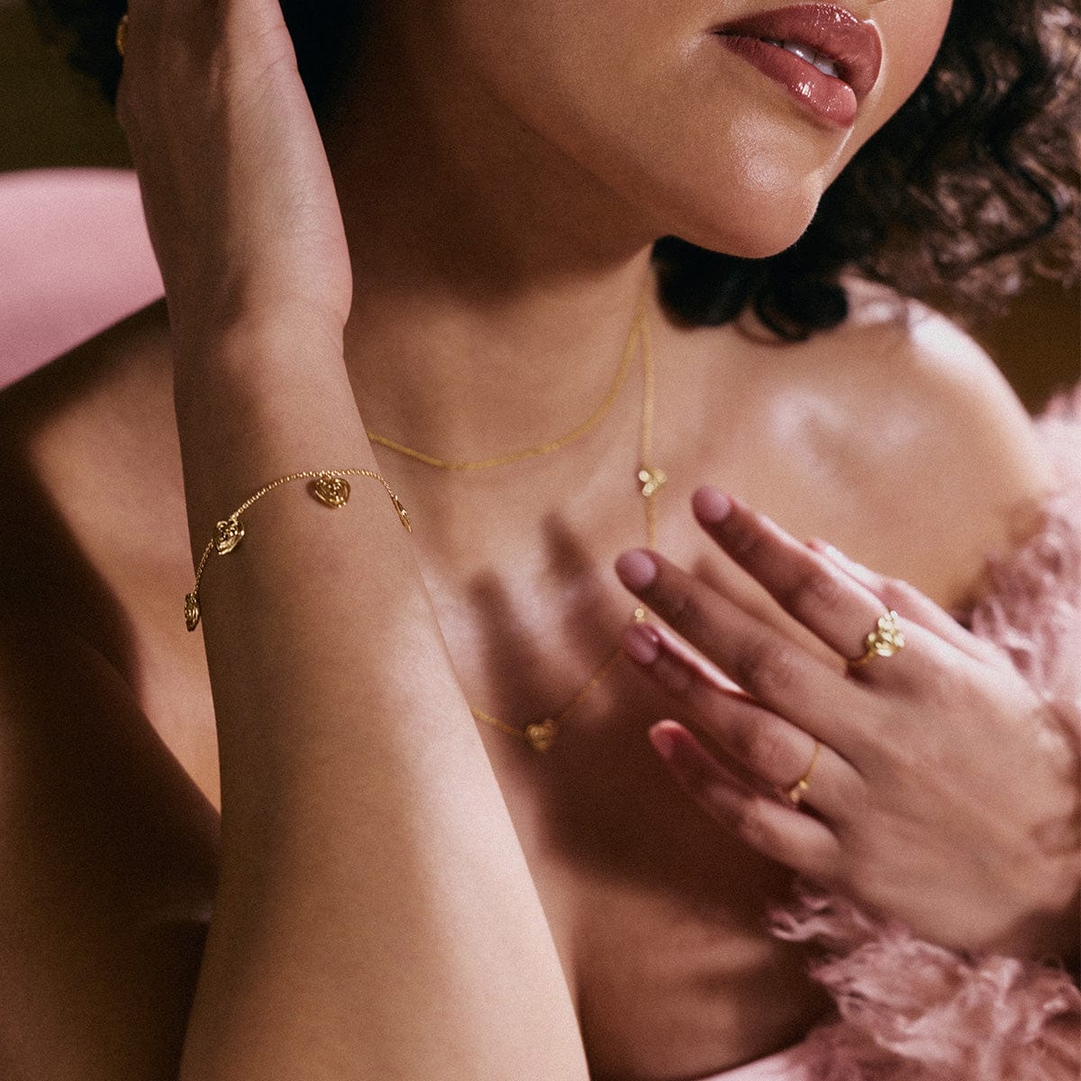 Scribble Heart Charm Bracelet 18ct Gold Plate