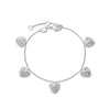 Scribble Heart Charm Bracelet Silver Plate