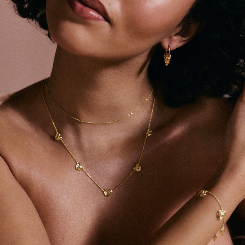 Scribble Heart Charm Necklace 18ct Gold Plate