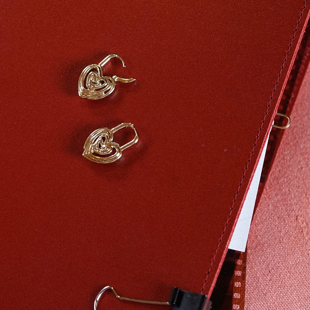Scribble Heart Lock Drop Earrings 18ct Gold Plate