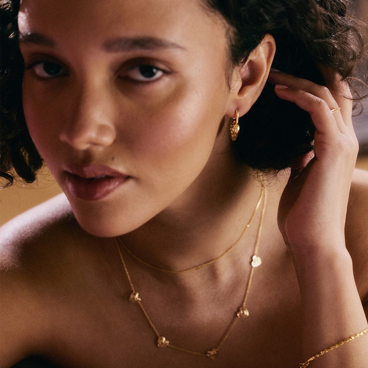 Scribble Heart Lock Drop Earrings 18ct Gold Plate