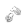 Scribble Heart Lock Drop Earrings Silver Plate