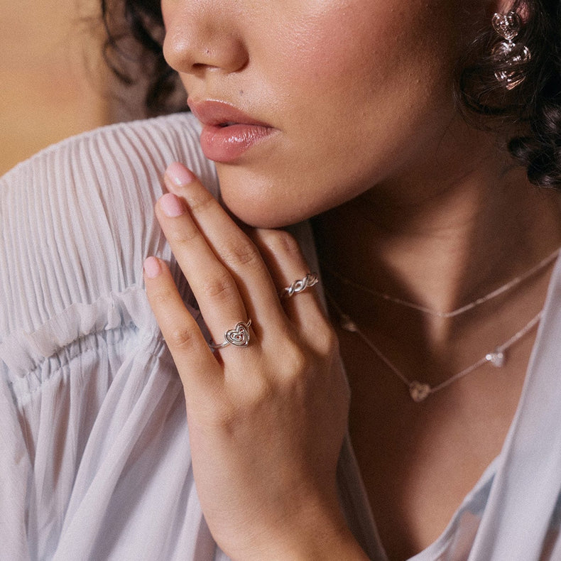 Scribble Heart Ring Sterling Silver