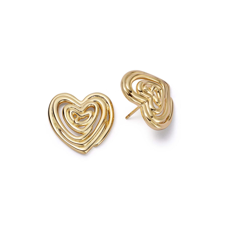 Scribble Heart Stud Earrings 18ct Gold Plate recommended