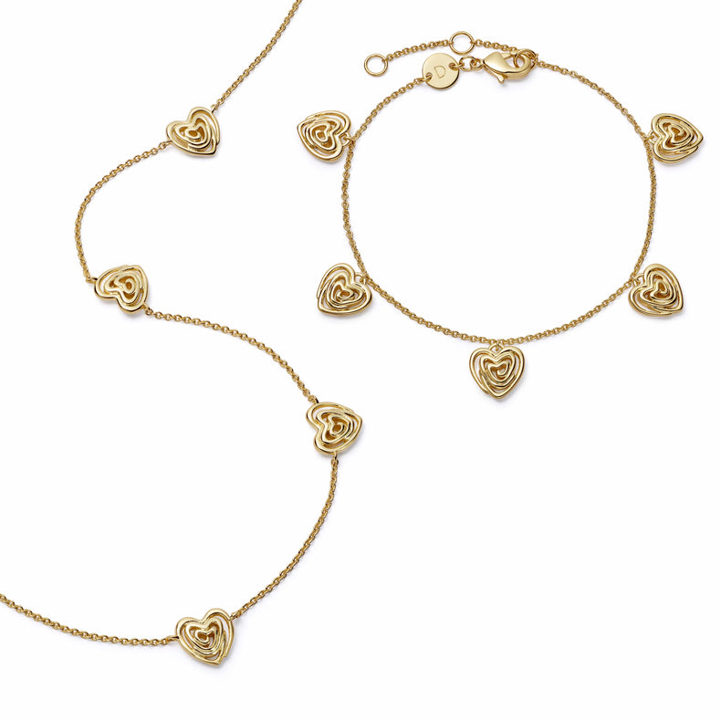 Scribble Hearts Charm Layering Set 18ct Gold Plate recommended