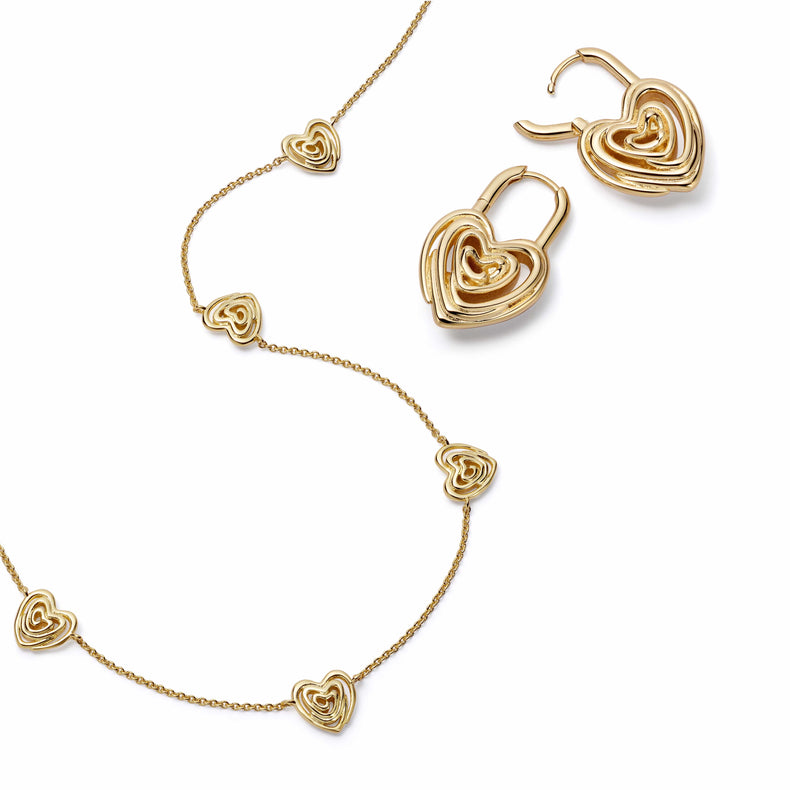 Scribble Hearts 'Locked In' Layering Set 18ct Gold Plate recommended