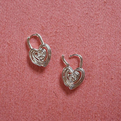 Scribble Hearts 'Locked In' Layering Set Silver Plate