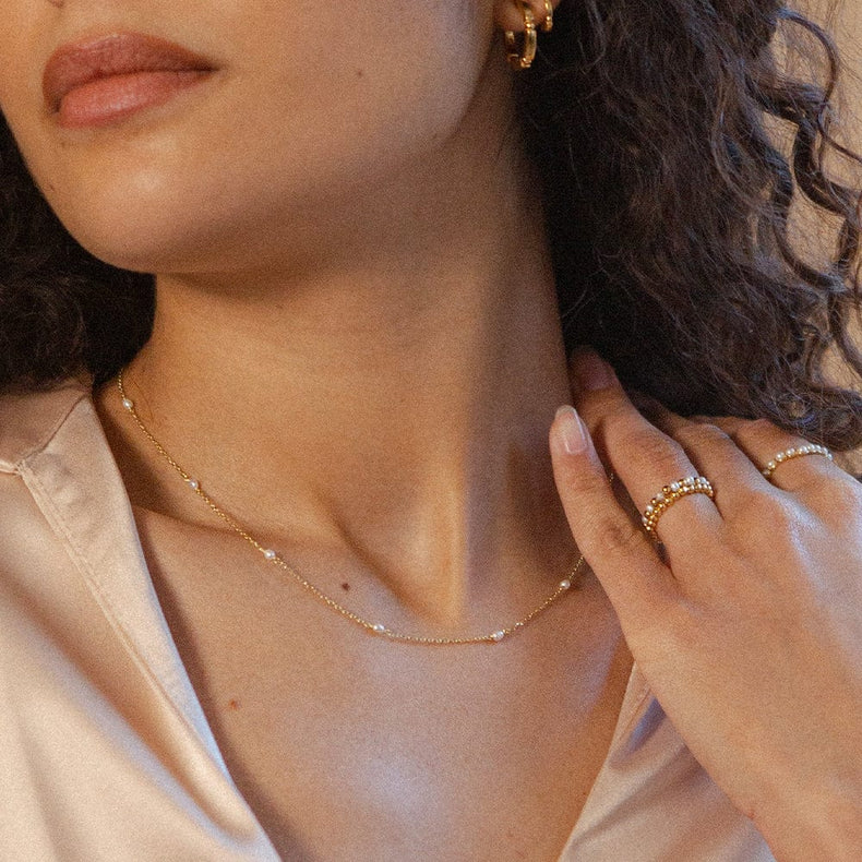 Seed Pearl Layering Set 18ct Gold Plate