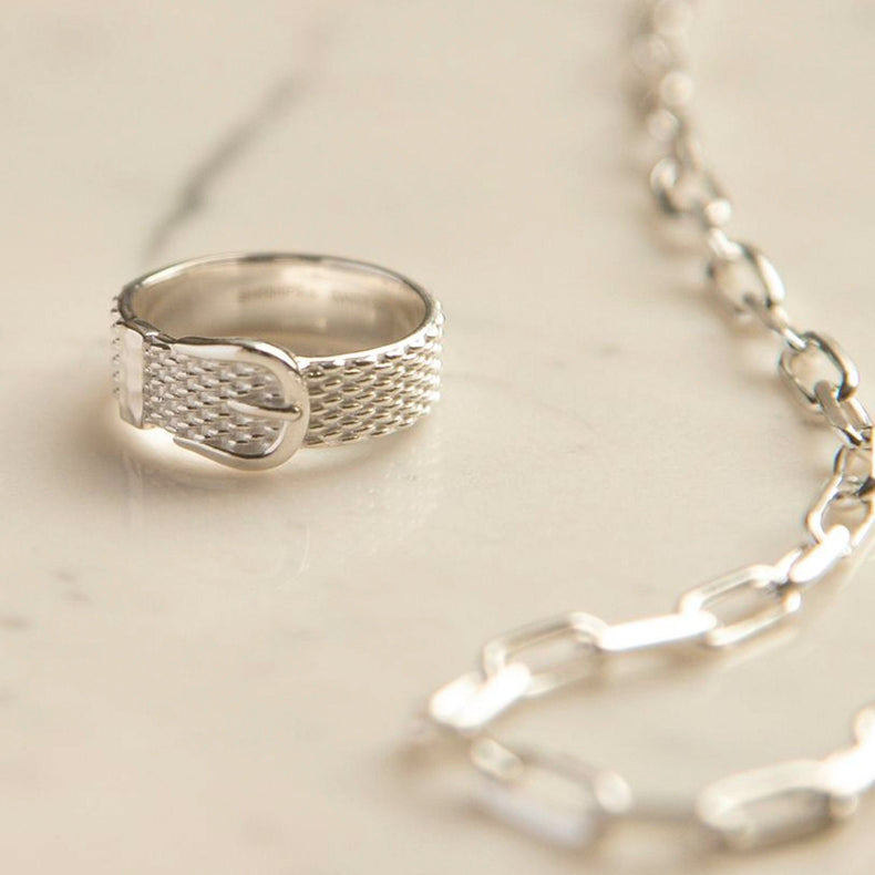 Shrimps Belt Ring Sterling Silver