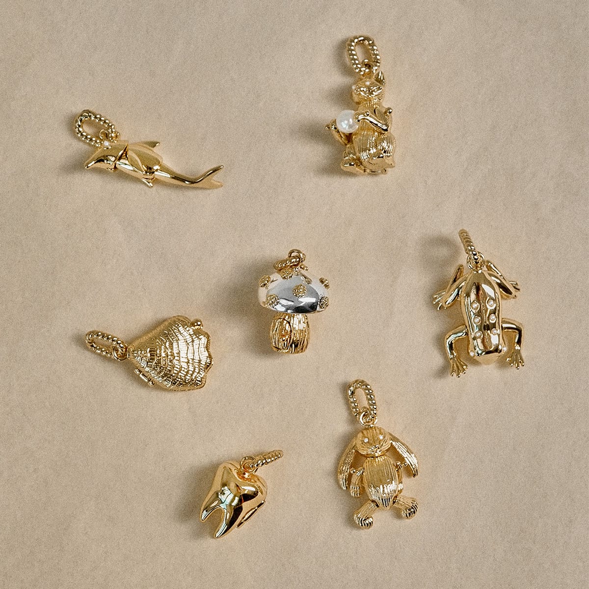 Shrimps Toadstool Charm 18ct Gold Plate