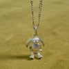 Shrimps Bunny Charm Necklace Silver Plate