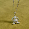 Shrimps Bunny Charm Necklace Silver Plate