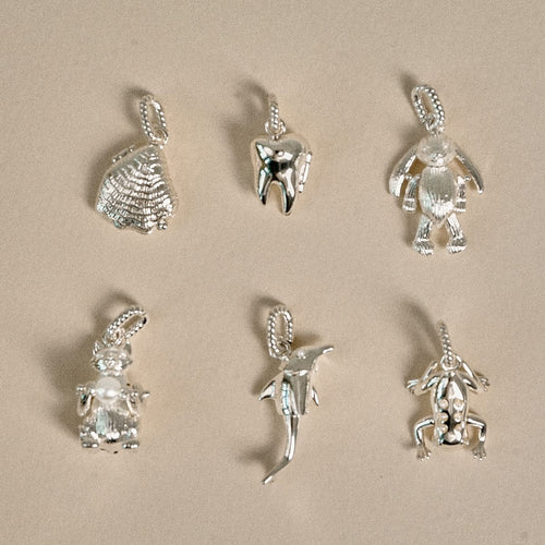 Shrimps Bunny Charm Necklace Silver Plate