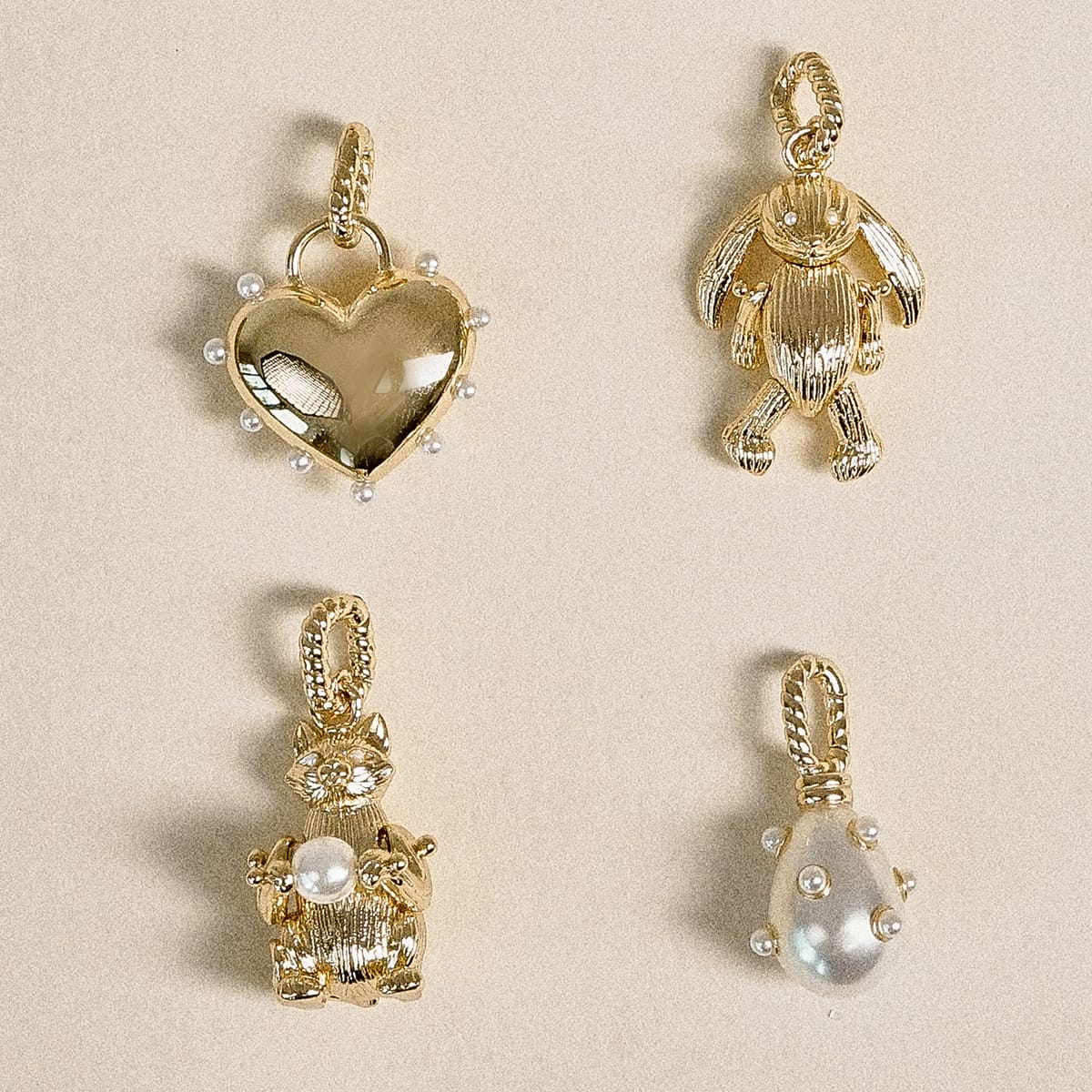 Shrimps Cat Pearl Charm Necklace 18ct Gold Plate