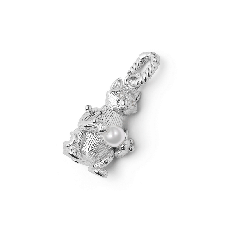 Shrimps Cat Pearl Charm Silver Plate recommended
