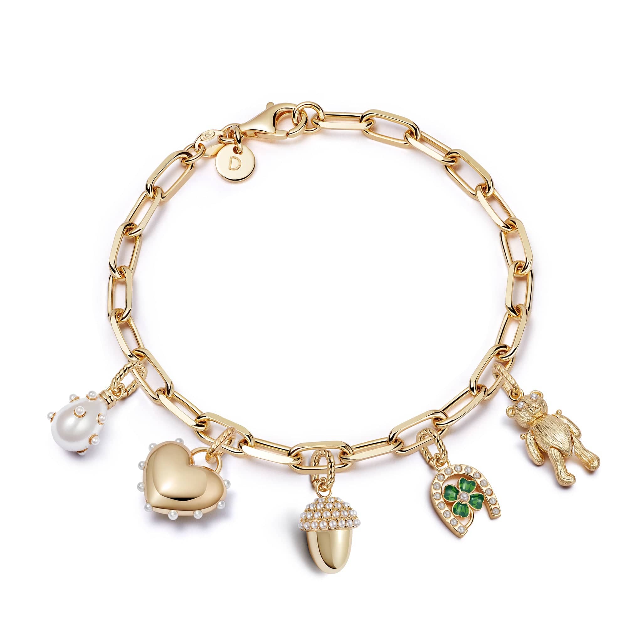 Shrimps Charm Bracelet 18ct Gold Plate – Daisy London
