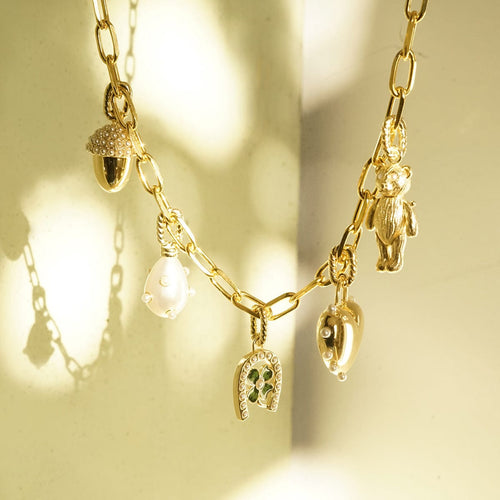 Shrimps Charm Necklace Layering Set 18ct Gold Plate