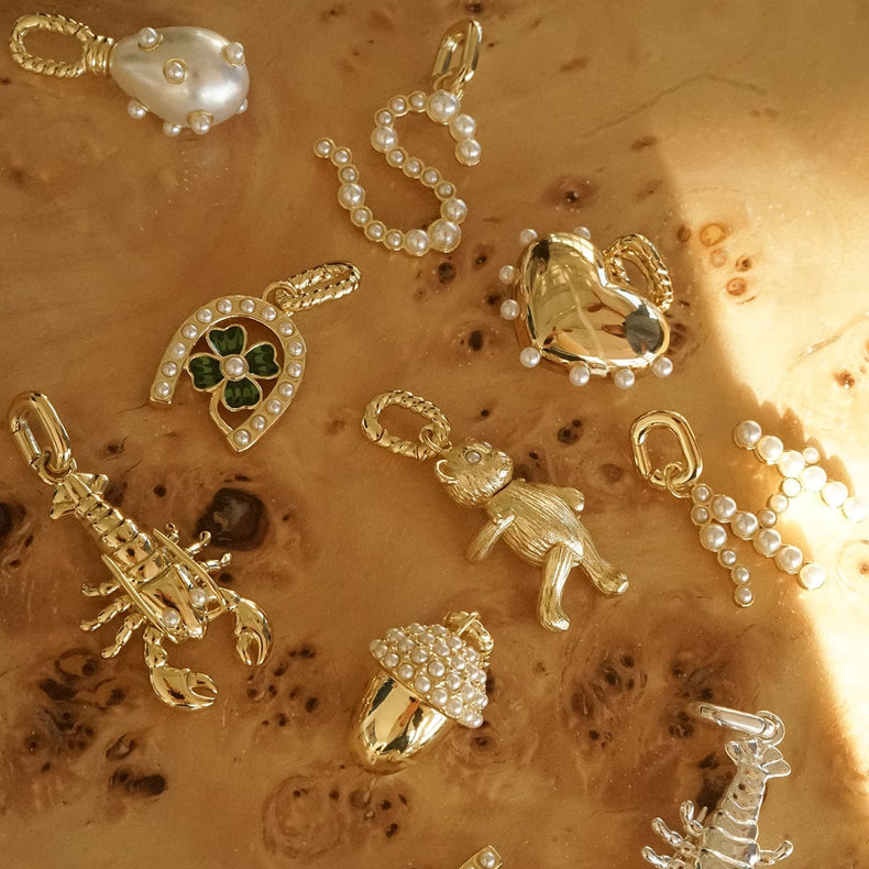 Shrimps Chubby Heart Charm 18ct Gold Plate