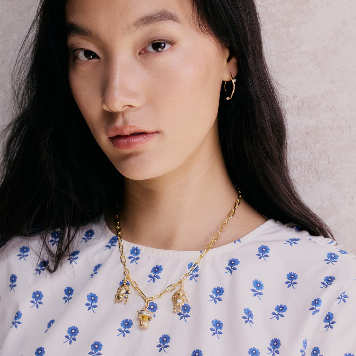 Shrimps Chunky Charm Necklace Layering Set 18ct Gold Plate