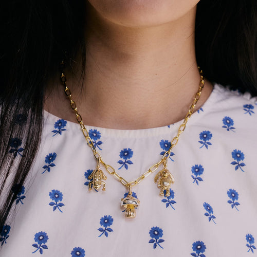 Shrimps Chunky Charm Necklace Layering Set 18ct Gold Plate