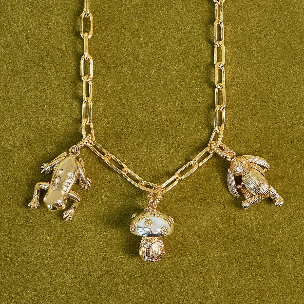 Shrimps Chunky Charm Necklace Layering Set 18ct Gold Plate