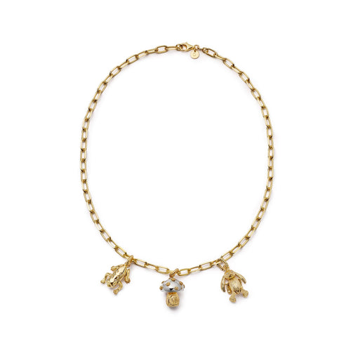 Shrimps Chunky Charm Necklace Layering Set 18ct Gold Plate