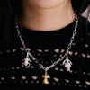 Shrimps Chunky Charm Necklace Layering Set Silver Plate