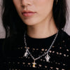 Shrimps Chunky Charm Necklace Layering Set Silver Plate