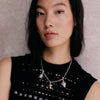 Shrimps Chunky Charm Necklace Layering Set Silver Plate