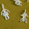 Shrimps Chunky Charm Necklace Layering Set Silver Plate
