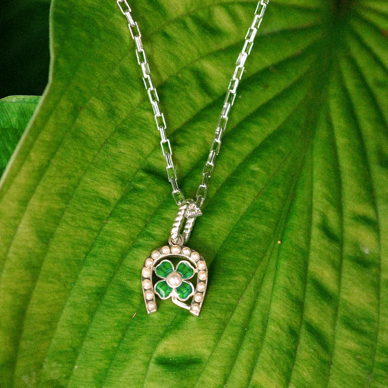 Shrimps Clover Charm Necklace Sterling Silver