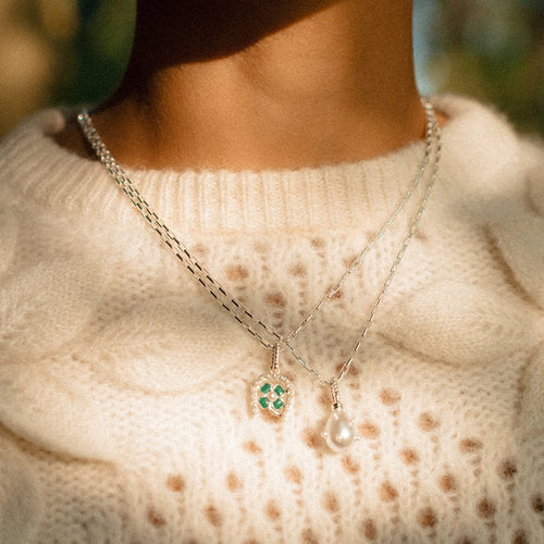 Shrimps Clover Charm Necklace Sterling Silver