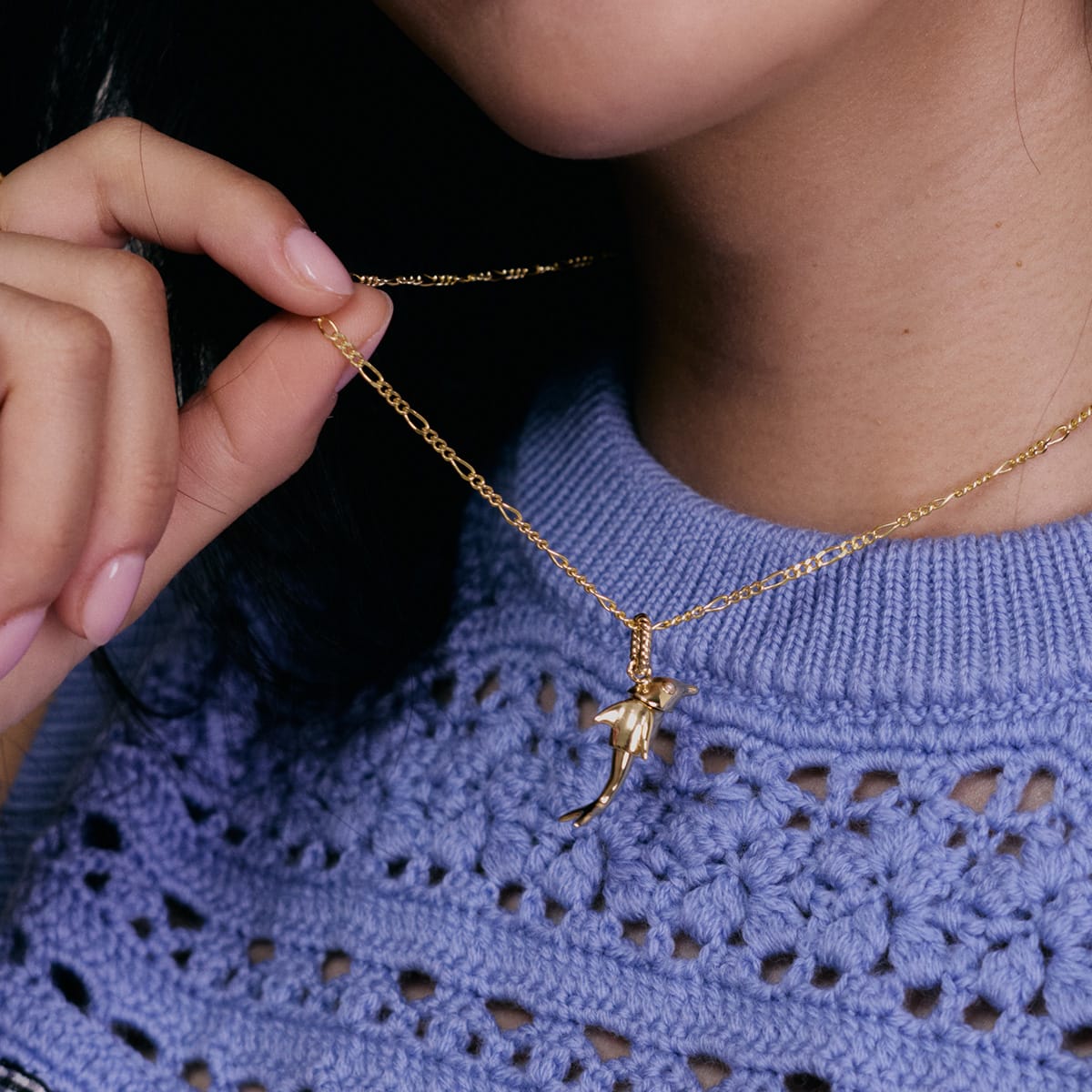 Shrimps Dolphin Charm Necklace 18ct Gold Plate
