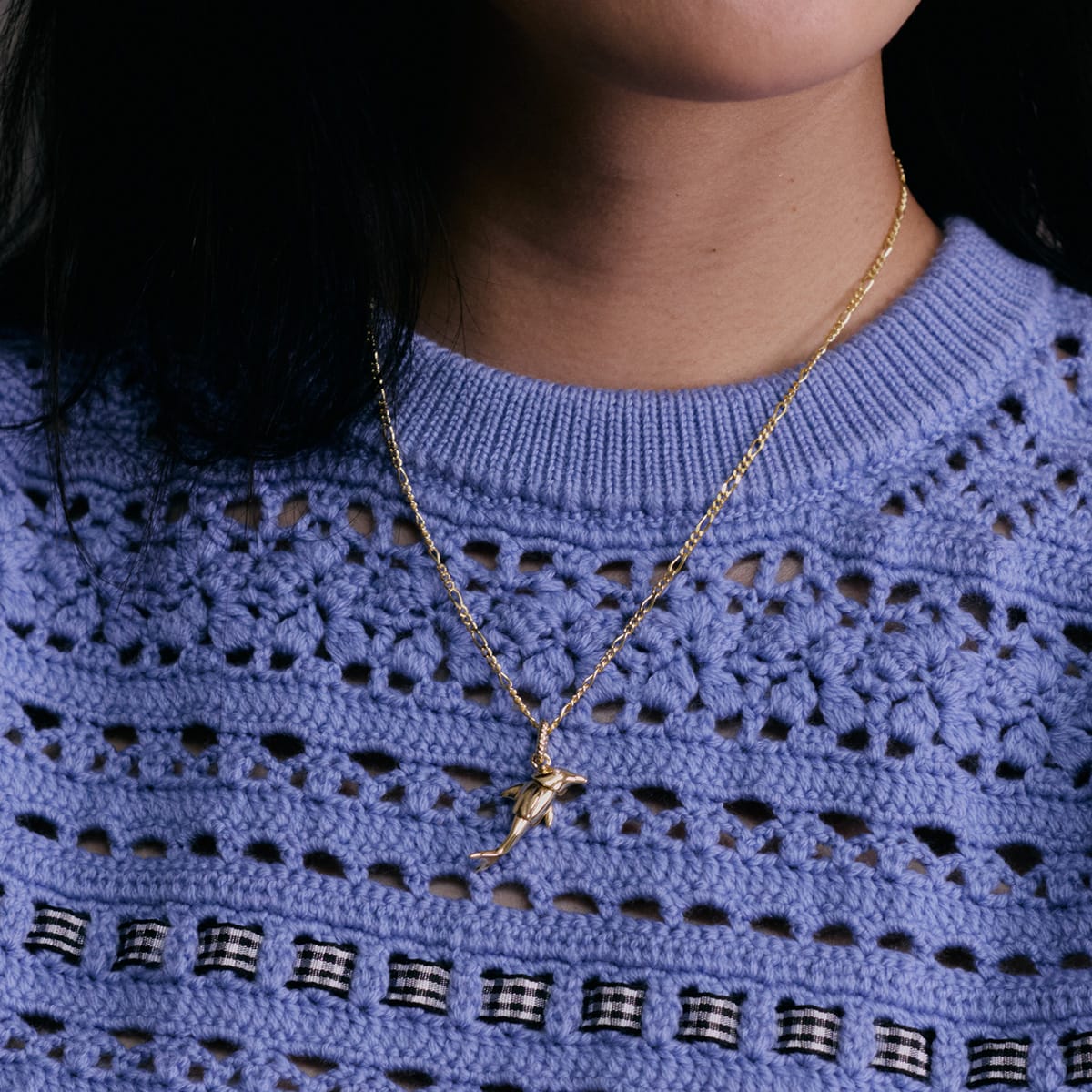 Shrimps Dolphin Charm Necklace 18ct Gold Plate