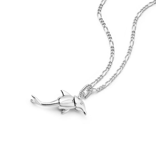 Shrimps Dolphin Charm Necklace Silver Plate