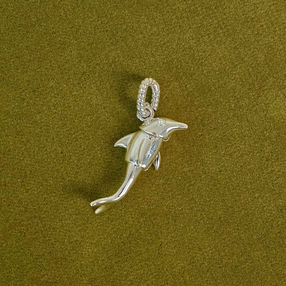 Shrimps Dolphin Charm Necklace Silver Plate