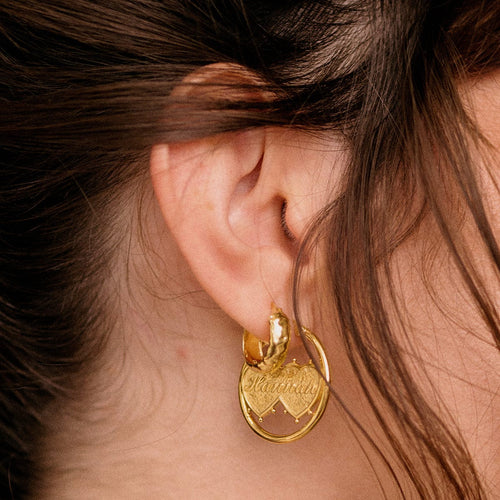 Shrimps Double Heart Earrings 18ct Gold Plate