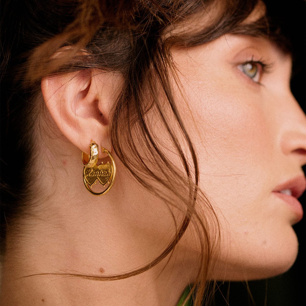 Shrimps Double Heart Earrings 18ct Gold Plate