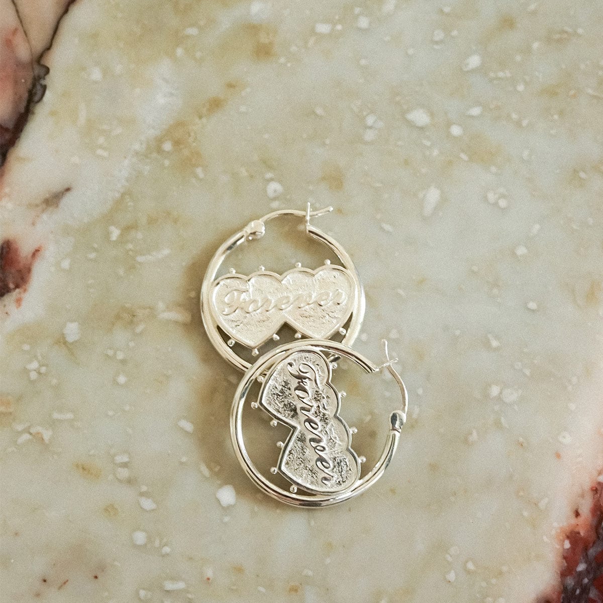 Shrimps Double Heart Earrings Sterling Silver