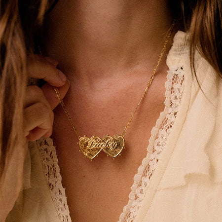 Shrimps Double Heart Necklace 18ct Gold Plate recommended