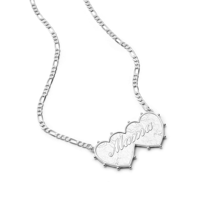 Shrimps Double Heart Necklace Silver Plate recommended