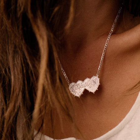 Shrimps 'Daisy' Double Heart Necklace Silver Plate recommended